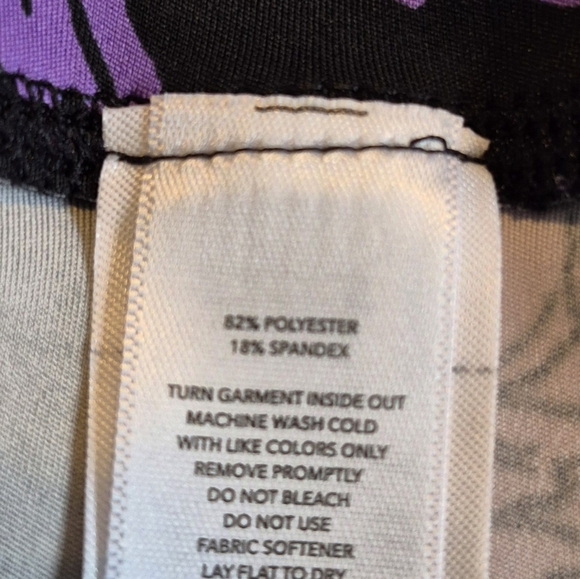 LuLaRoe Rise Brave line women's size 3X leggings black white purple floral NWT - Picture 4 of 8